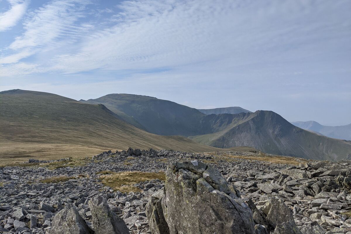 A view of the mountains Foel Grach, Carnedd Llewelyn and Yr Elen