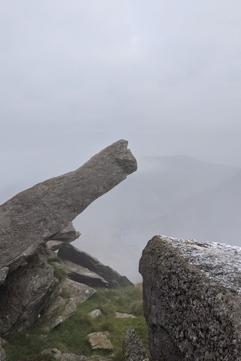 A rock called The Cannon at 45 degrees on the north ridge of Tryfan